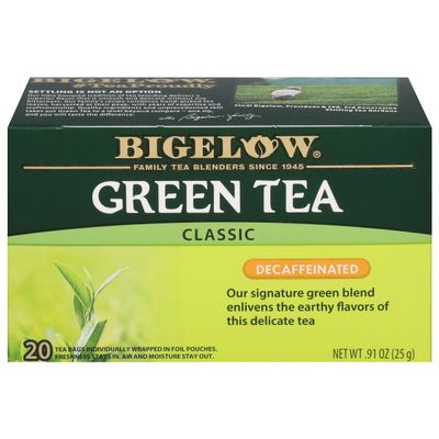 Bigelow Tea Classic Green Tea Decaffeinated, 20 Total Tea Bags (Pack of 1)