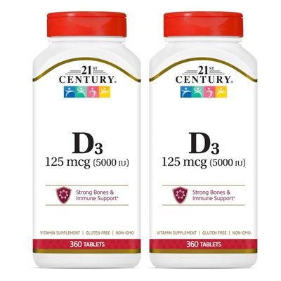 21st Century D 5000 IU Tablets, 360 Count (Pack of 2)