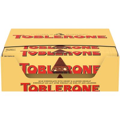 TOBLERONE Milk Chocolate Bar with Honey and Almond Nougat, Valentines Day Chocolate Candy, 20 - 3.52 oz Bars