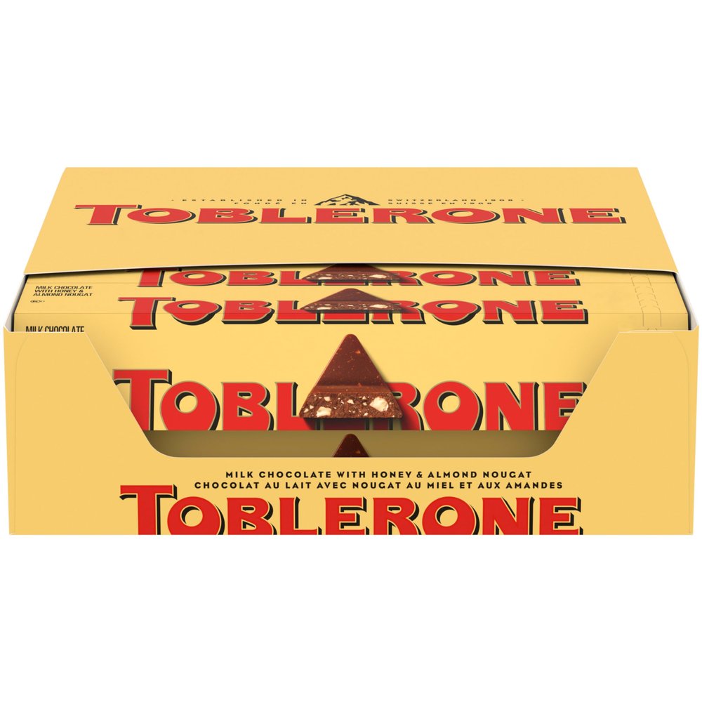 TOBLERONE Milk Chocolate Bar with Honey and Almond Nougat, Valentines Day Chocolate Candy, 20 - 3.52 oz Bars