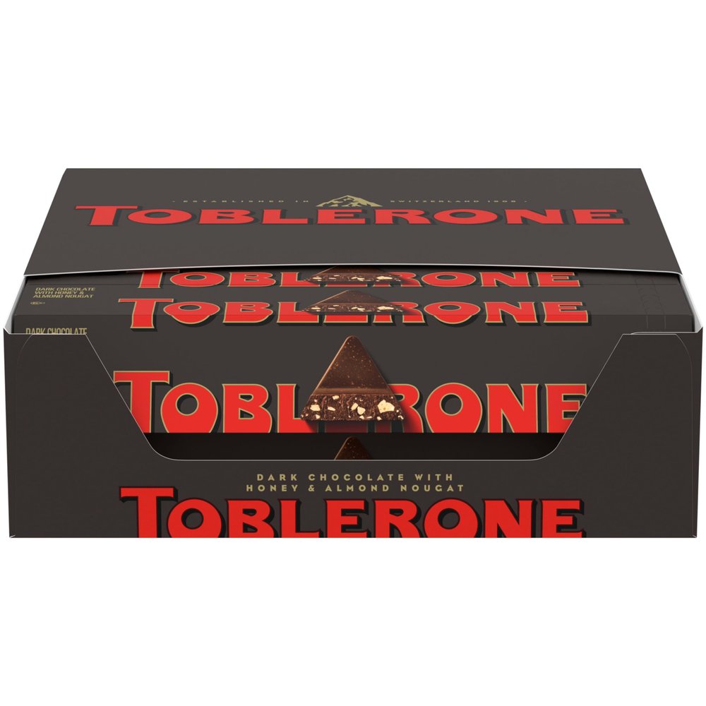 TOBLERONE Dark Chocolate Bar with Honey and Almond Nougat, Bulk Chocolate, 20 - 3.52 oz Bars