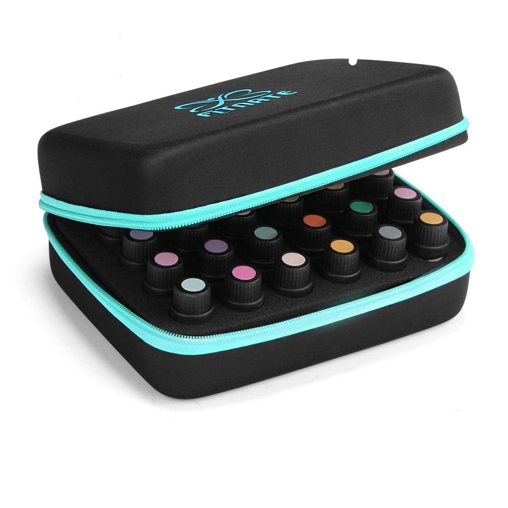 FITNATE Essential Oils Storage, Essential Oils Carrying Case for 30 Bottles, Hold Up to 5ml,10ml, 15 ml Essential Oils with Bottle Opener, Bottle Cap Labels,(Sky Blue)