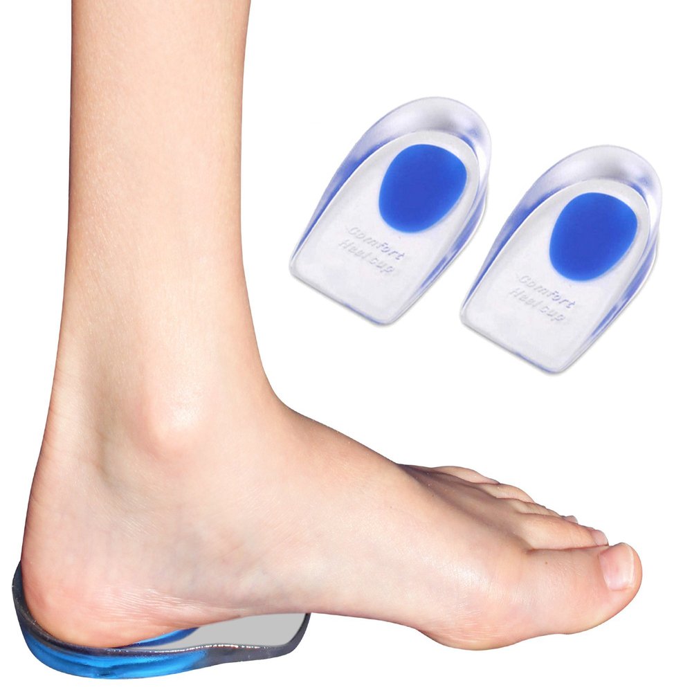 2 Pack - KidSole Shock Absorbing Lightweight Gel Heel Cups for Kid's with Sensitive Heels, Heel Spurs, Plantar Fasciitis, or Ankle Pain (Pink) (Red) (Pink Kids Size 2-6) (Blue Kids Size 2-6)