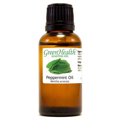 1 fl oz - Peppermint Essential Oil - Amber Glass Bottle w/Euro Dropper - (100% Pure & Uncut) - GreenHealth
