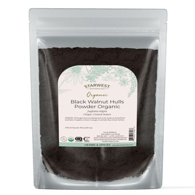 Starwest Botanicals Organic Black Walnut Hull Powder - Finely Ground, Use for Tea, Baking, & Capsules, Natural Digestion Support, Certified Kosher, Non-GMO - 4 oz Pouch
