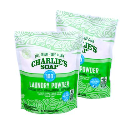 Charlies Soap Laundry Powder (100 Loads, 2 Pack) Hypoallergenic Deep Cleaning Washing Powder Detergent  Eco-Friendly, Safe, and Effective