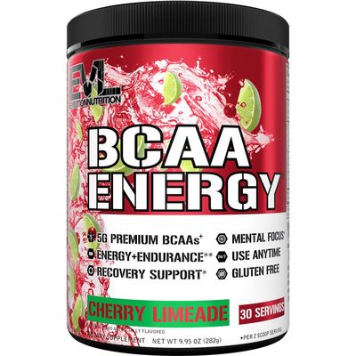 Evlution EVL BCAAs Amino Acids Powder - BCAA Energy Pre Workout Powder for Muscle Recovery Lean Growth and Endurance - Rehydrating Post Workout Recovery Drink with Natural Caffeine - Cherry Limeade