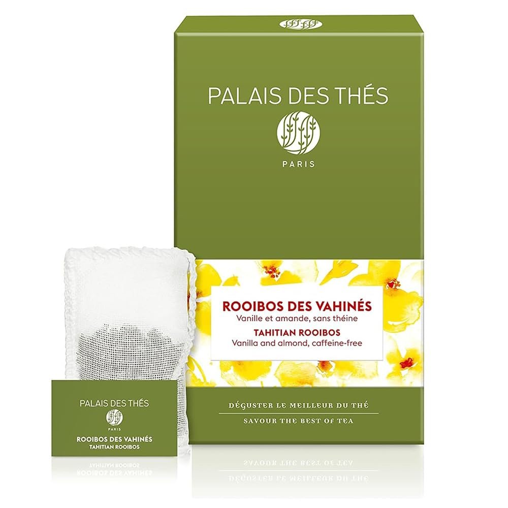 Palais des Ths - Tahitian Rooibos - Caffeine-Free Rooibos Tea with Vanilla & Almond - Premium Tea Bags, Serves 20 Cups