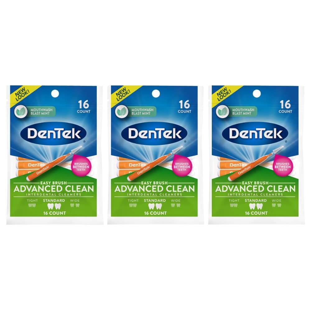 DenTek Easy Brush Interdental Cleaners, Standard, 16 Count, (Pack of 3)
