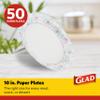 Glad Round Disposable Paper Plates 10 in, Blue Flower|Soak Proof, Cut Proof, Microwave Safe Heavy Duty Paper Plates 10"|50 Count Bulk Paper Plates, Paper Plates 10 Inch, Bulk for Parties and Occasions view 3
