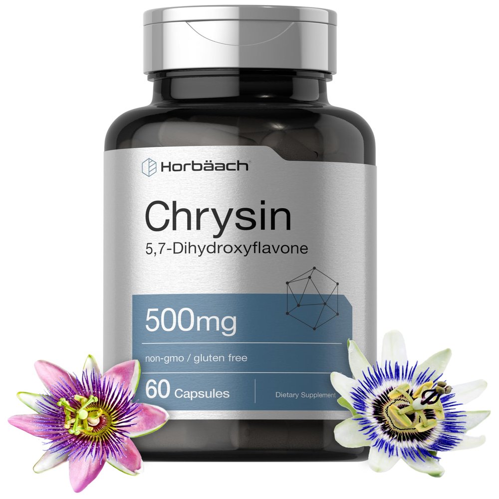 Horbach Chrysin Supplement | 500mg | 60 Capsules | Passion Flower Extract | Non-GMO, Gluten Free Supplement