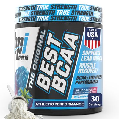 BPI Sports Best BCAA Powder - Muscle Recovery Support - Branched Chain Amino Acids | Building Blocks of Protein and Muscle - Post Workout Recovery  Hydration - Blue Raspberry, 30 Servings