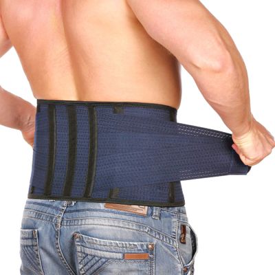 AVESTON Back Support Lower Back Brace for Back Pain Relief: Thin Breathable Rigid 6 ribs Adjustable Lumbar Support Belt for Men/Women Keeps Spine Straight and Safe Belly size 38-45" Large