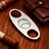 Anntuk Cigar Cutter Stainless Steel Guillotine Double Cut Blade in Leather Pouch, Silver view 3