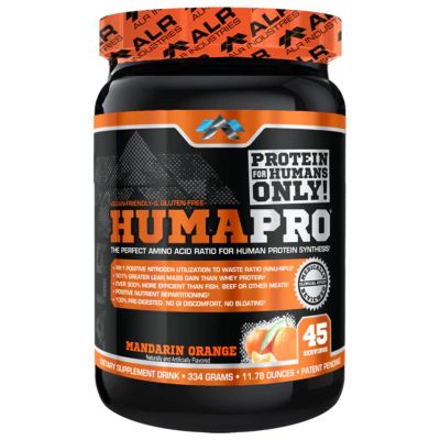 ALR Industries Humapro | Amino Acids Protein Matrix for Humans | 99% Utilization for Lean Muscle | Vegan, Gluten Free | 334g / 45 Servings (Mandarin Orange)