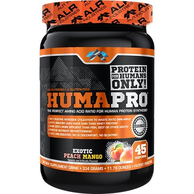 ALR Industries Humapro | Amino Acids Protein Matrix for Humans | 99% Utilization for Lean Muscle | Vegan, Gluten Free | 334g / 45 Servings (Exotic Peach Mango)