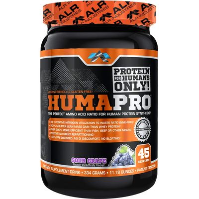 ALR Industries Humapro | Amino Acids Protein Matrix for Humans | 99% Utilization for Lean Muscle | Vegan, Gluten Free | 334g / 45 Servings (Sour Grape)