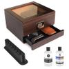 CASE ELEGANCE Glass Top Humidor with Thick Cedar, Easy humidification System, Accurate Digital Hygrometer - Renzo, Brown view 1