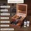 CASE ELEGANCE Glass Top Humidor with Thick Cedar, Easy humidification System, Accurate Digital Hygrometer - Renzo, Brown view 4