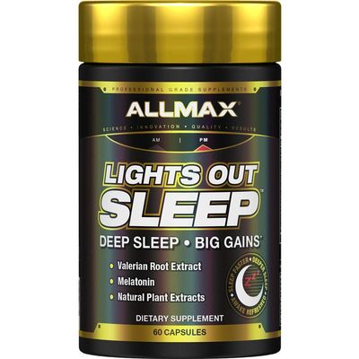 ALLMAX LightS Out Sleep - 60 Capsules - Promotes Rest & Relaxation - with Vitamin B6, L-Theanine, Chamomile & Melatonin - 30 Servings