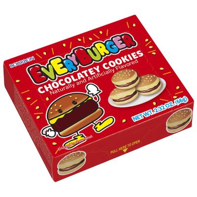 Bourbon Every Burger Chocolate Cookies, 10-Pack Mini Burger-Shaped Japanese Biscuits Filled with Chocolate