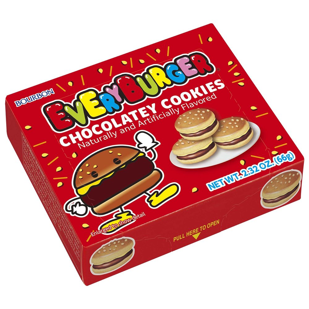 Bourbon Every Burger Chocolate Cookies, 10-Pack Mini Burger-Shaped Japanese Biscuits Filled with Chocolate