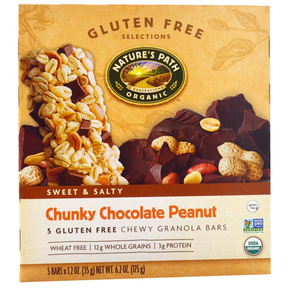 Gluten Free Selections Chunky Chocolate Peanut Chewy Granola Bars 6.2oz.(Pack of 1)