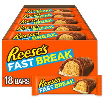 REESE'S FAST BREAK Peanut Butter Nougat Candy Bars, 1.8 oz (Pack of 18)