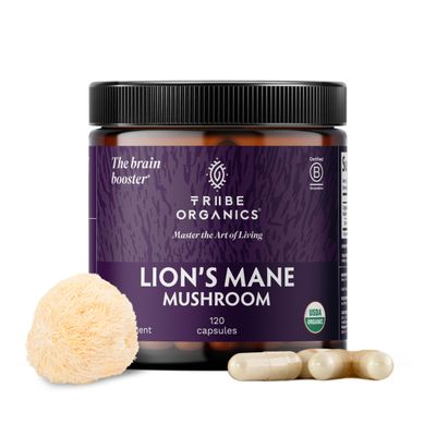 TRIBE ORGANICS Lions Mane Supplement 1000mg Mushroom Extract Powder - Immune System Booster & Brain Nootropic for Focus and Memory | Mental Clarity | Natural Energy and Immunity - 120 Vegan Capsules