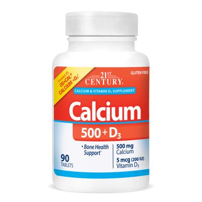 21st Century Calcium 500 + D3, 90 Tablets