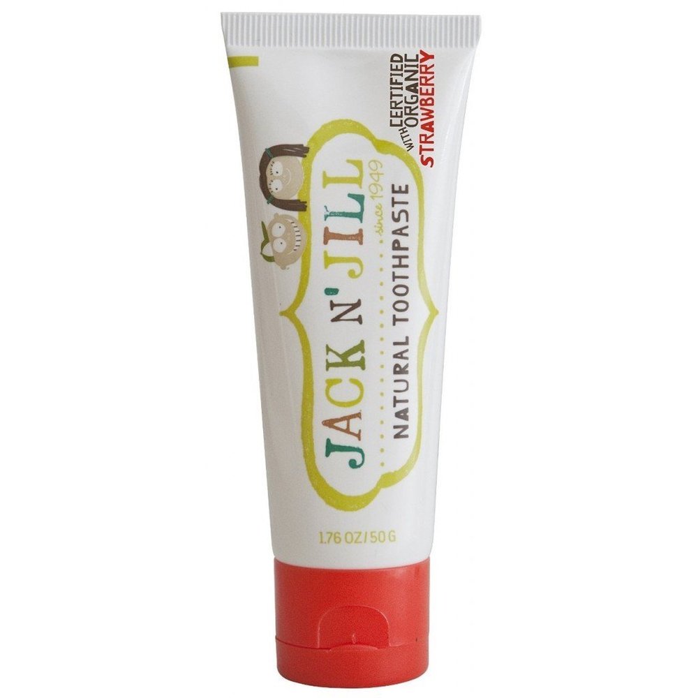 Jack N' Jill Natural Toothpaste for Baby and Infants - Fluoride Free Training Toothpaste, 40% Xylitol, BPA Free - Strawberry, 1.76 oz (Pack of 1)