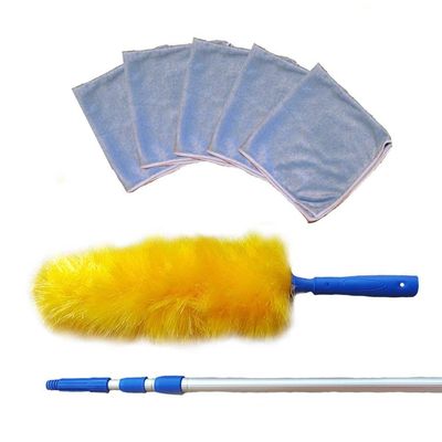 18 Foot Extension Rod & Duster, Micro Fiber Duster, Cobwebs, Pest Control Duster, Computer Duster, Static Duster, Plus Bonus 5 Micro Fiber Cleaning Cloths, Cleaning High Ceilings, Cathedral Ceilings