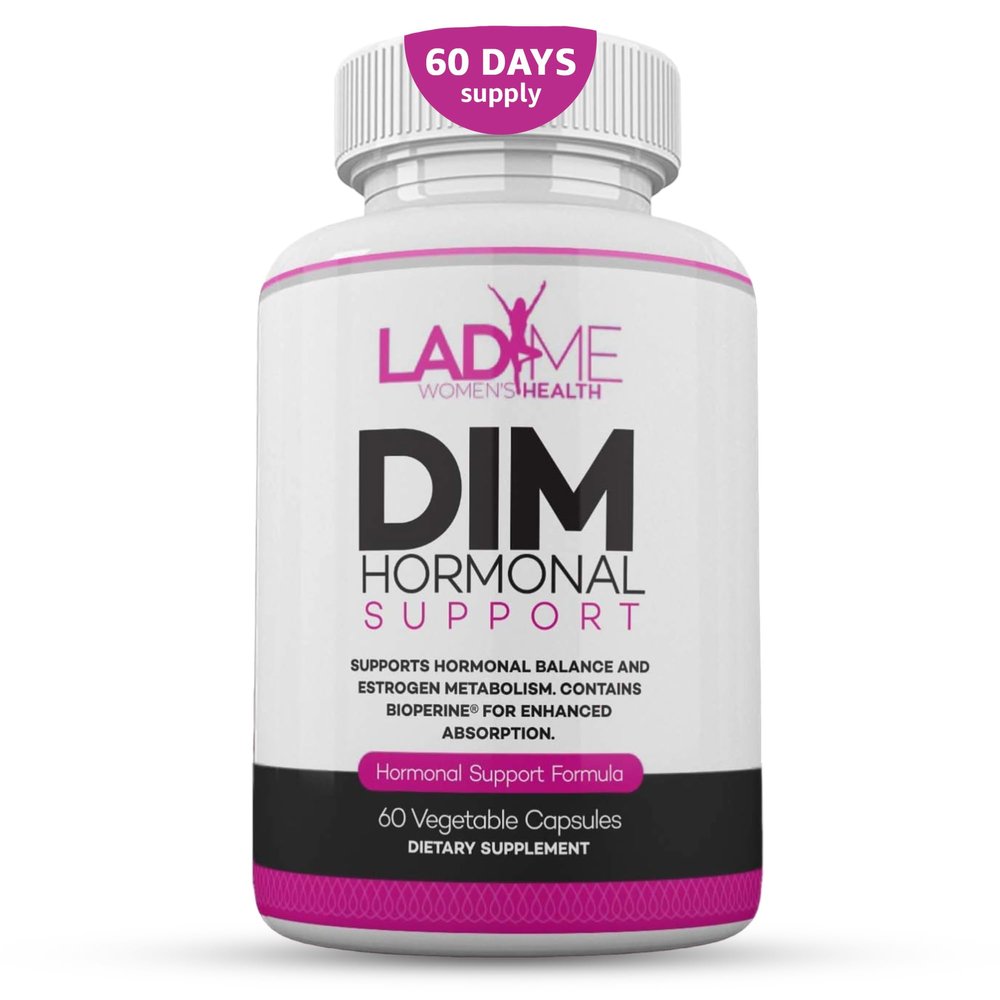 DIM Complex 150mg Hormonal Support Menopause Relief Supplement for Hot Flashes & Hormonal Acne Relief Bioperine, Broccoli & Calcium Estrogen Metabolism Balancing Pills for Women 60 Capsules by LadyMe