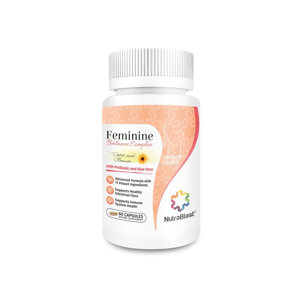 NutraBlast Feminine Balance Complex (60 Capsules) | Detox & Cleanse Probiotics | Supports Healthy Intestinal Flora & Immune Function | Advanced Formula with 11 All Natural Ingredients