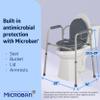 Medline 3-in-1 Steel Adjustable Bedside Commode w/ Microban Protection, Portable Bedside Toilet, 350 lb. Weight Capacity, Removable 7.5 QT. Bucket, Toilet Chair For Elderly, Tool-Free Assembly, Gray view 4