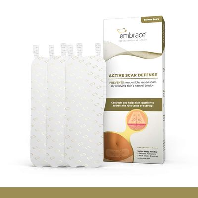 Embrace Active Scar Defense for New Scars, FDA-Cleared Medical-Grade Silicone Scar Sheets for Hypertrophic & Keloid Scar Treatment, 6.3 Inch, Extra-Large, 30-Day Supply