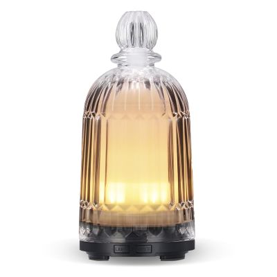 DOUDING Glass Essential Oil Diffuser, Ultrasonic Aroma Diffuser Glass Cover & Plastic Reservoir with 7 LED Color Changing Light, Auto Shut-Off for Home Office Spa, 120ml(Black Base)