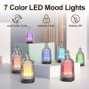 DOUDING Glass Essential Oil Diffuser, Ultrasonic Aroma Diffuser Glass Cover & Plastic Reservoir with 7 LED Color Changing Light, Auto Shut-Off for Home Office Spa, 120ml(Black Base) view 2