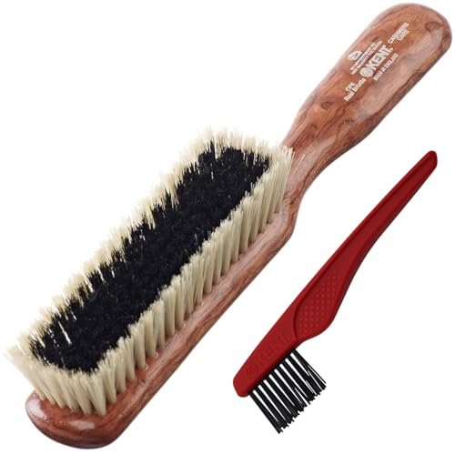Kent CP6 Clothes Brush. 100% Natural Black & White Boar Bristle Lint Remover Especially for Cashmere, Wool and Silk for Keeping Delicate Fabrics Free from Fibres, Fluff and Pet Hair. Made in England