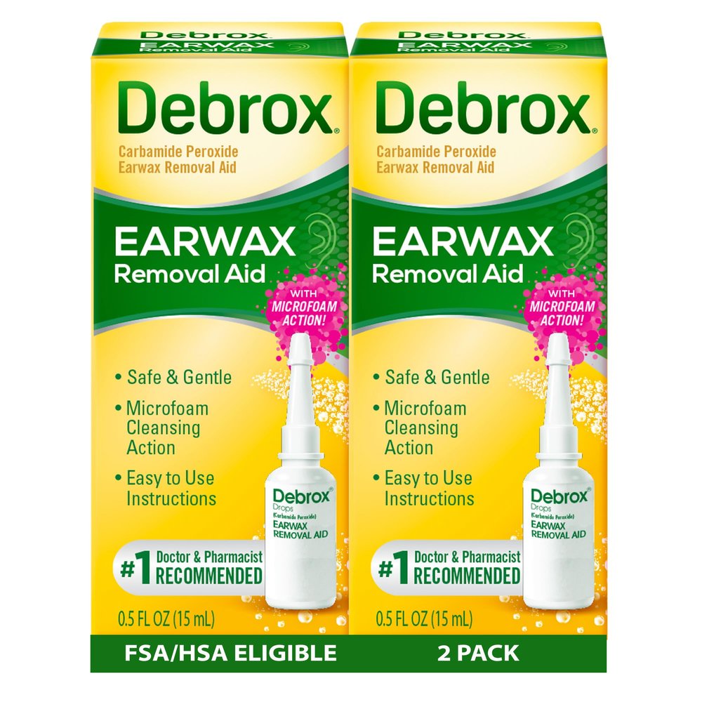 Debrox Ear Wax Removal Drops, Gentle Microfoam Ear Wax Remover, 0.5 Fl Oz, 2 Pack