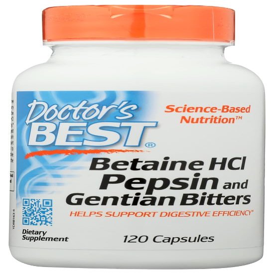 Doctor's Best, Betaine HCL Pepsin & Gentian Bitters