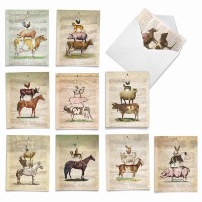 The Best Card Company 10 Assorted Thank You Notecards Boxed Set 4 x 5.12 Inch with Envelopes (10 Designs, 1 Each) Farm Stand M6595TYG