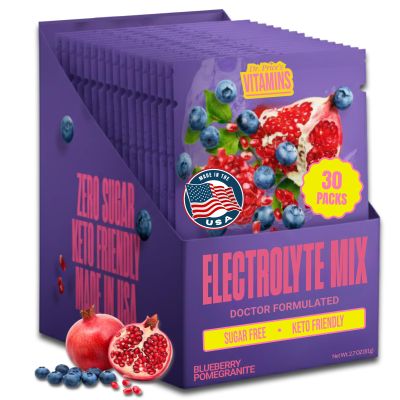 Dr. Prices Electrolytes Hydration Powder Packets  Blueberry Pomegranate, 30 Packs | Sugar Free Electrolyte Drink Mix, 72+ Trace Minerals, Manganese | Keto, Vegan, Doctor-Formulated, Made in USA