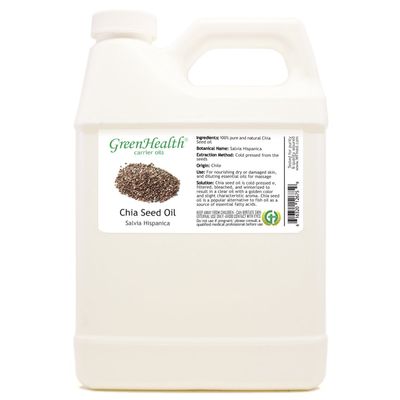 Chia Seed Oil - 100% Pure & Natural Carrier Oil, Cold Pressed - 32 fl oz - GreenHealth