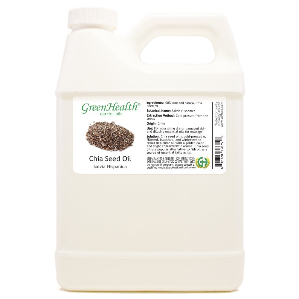 Chia Seed Oil - 100% Pure & Natural Carrier Oil, Cold Pressed - 32 fl oz - GreenHealth