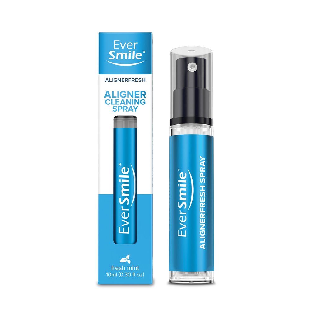 EverSmile AlignerFresh Cleaning Spray for Invisalign and All Clear Aligners and Retainers  On-the-Go Cleaning & Teeth Whitening, Kills Bacteria, Fights Bad Breath  Mint Flavor, 10ml (1 Pack)
