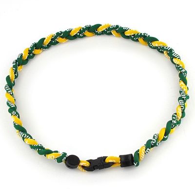 MapofBeauty 18" Fashion Three Braided Rope Sport Style Tornado Necklace (Green/Yellow)