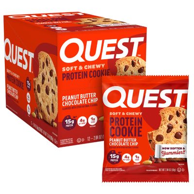 Quest Nutrition Peanut Butter Chocolate Chip High Protein Cookie, Keto Friendly, Low Carb, 24.5 Oz, 12 count (Pack of 1)
