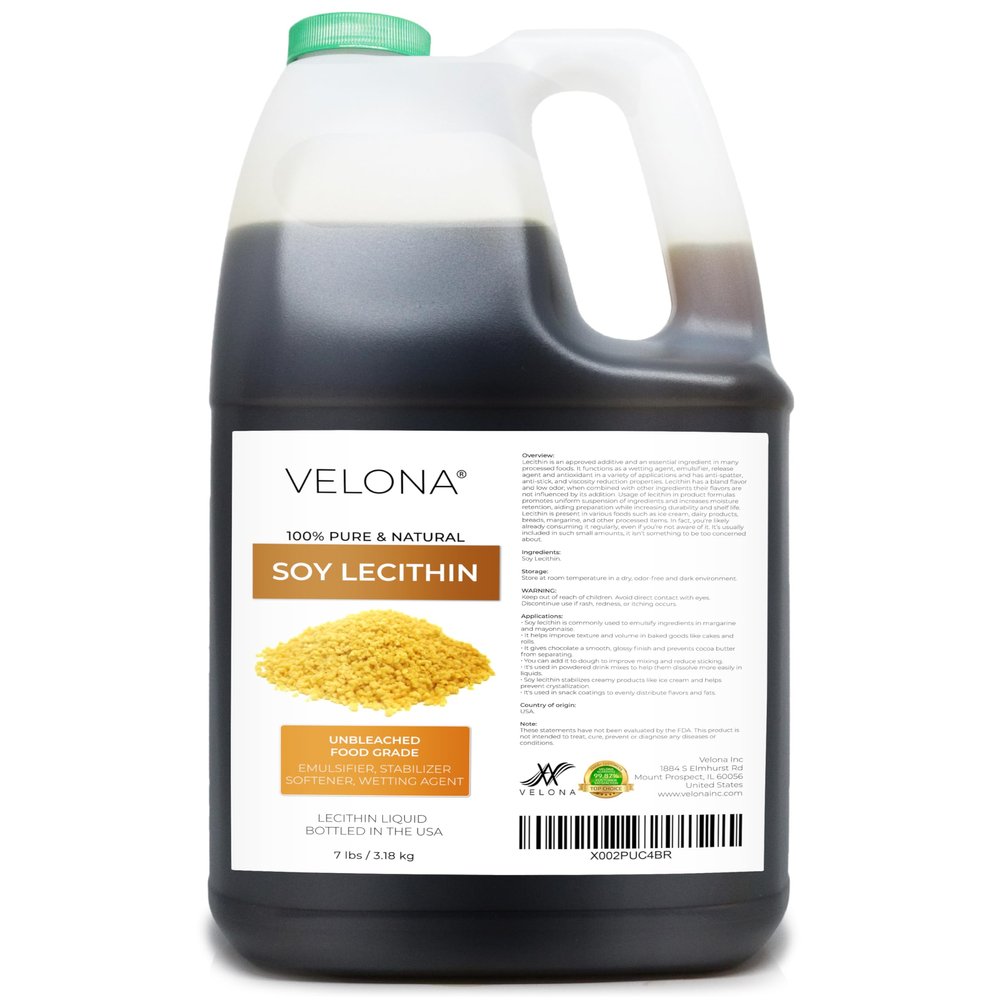 velona Liquid Soy Lecithin 7 lb | Food Grade | Unbleached| Emulsifier, Stabilizer, Softener, Smoother, Wetting Agent | Use Today - Enjoy Results