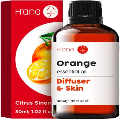 H'ana Orange Essential Oil - 1.02 Fl Oz - for Hair, Skin, Diffuser, Aromatherapy, DIY Candle & Soap Making